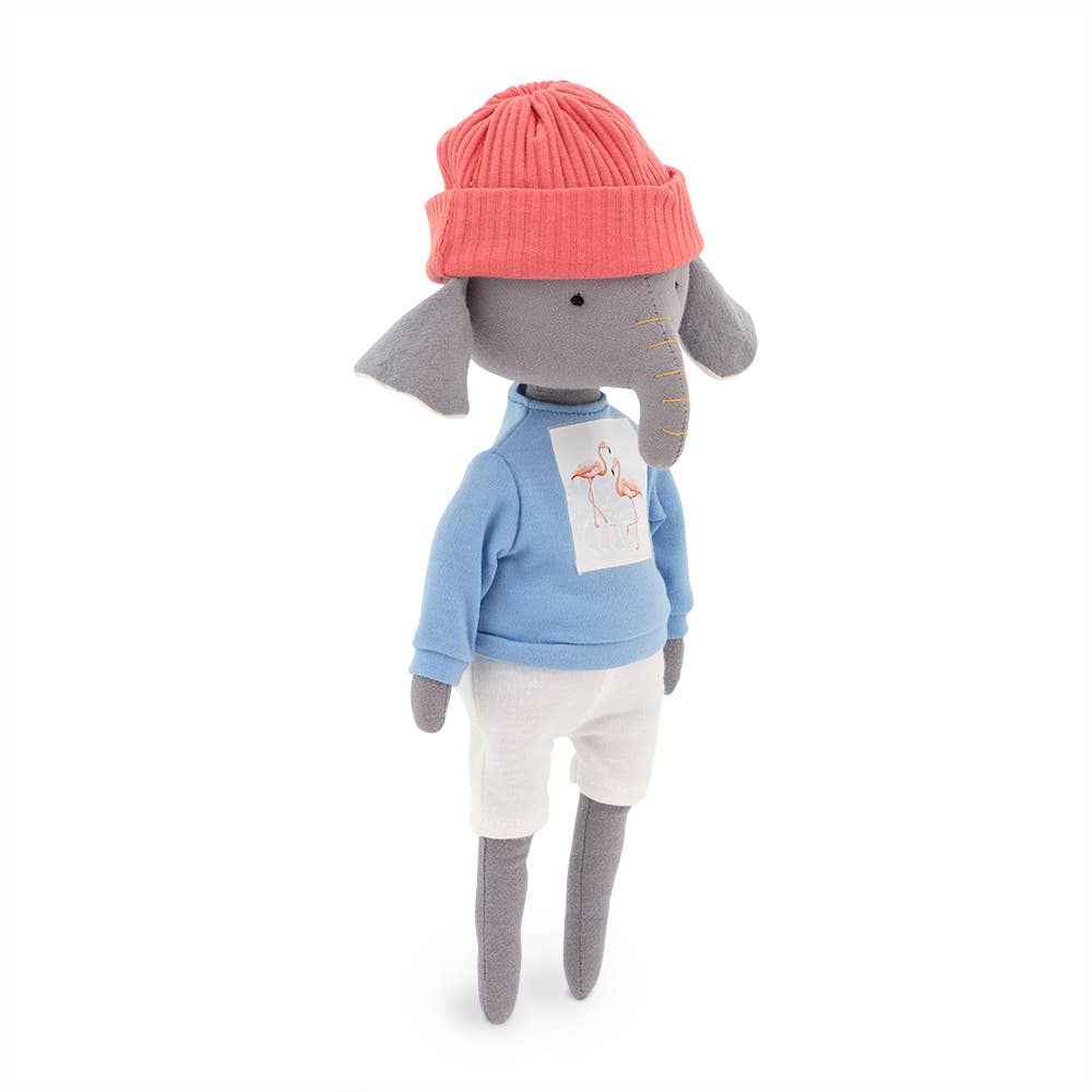 Alice the Elephant Plush with Blue T-shirt Outfit and Mermaid Tail - 29 cm