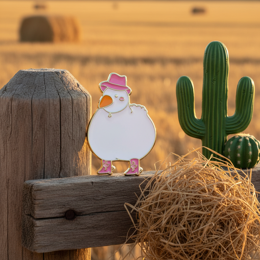 Witte eend Cowgirl pin