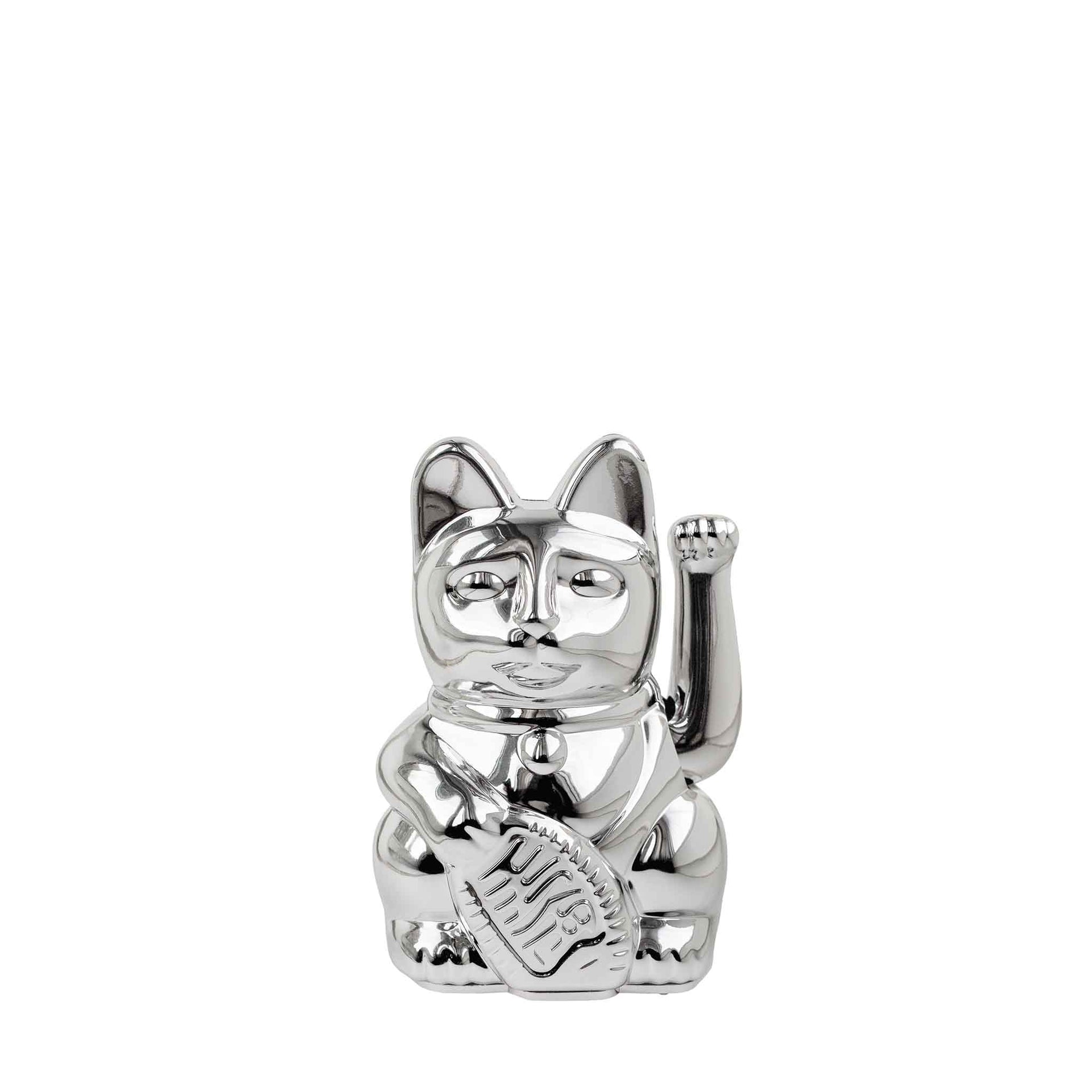 Mini Chat Chanceux Argent Brillant “Nova”