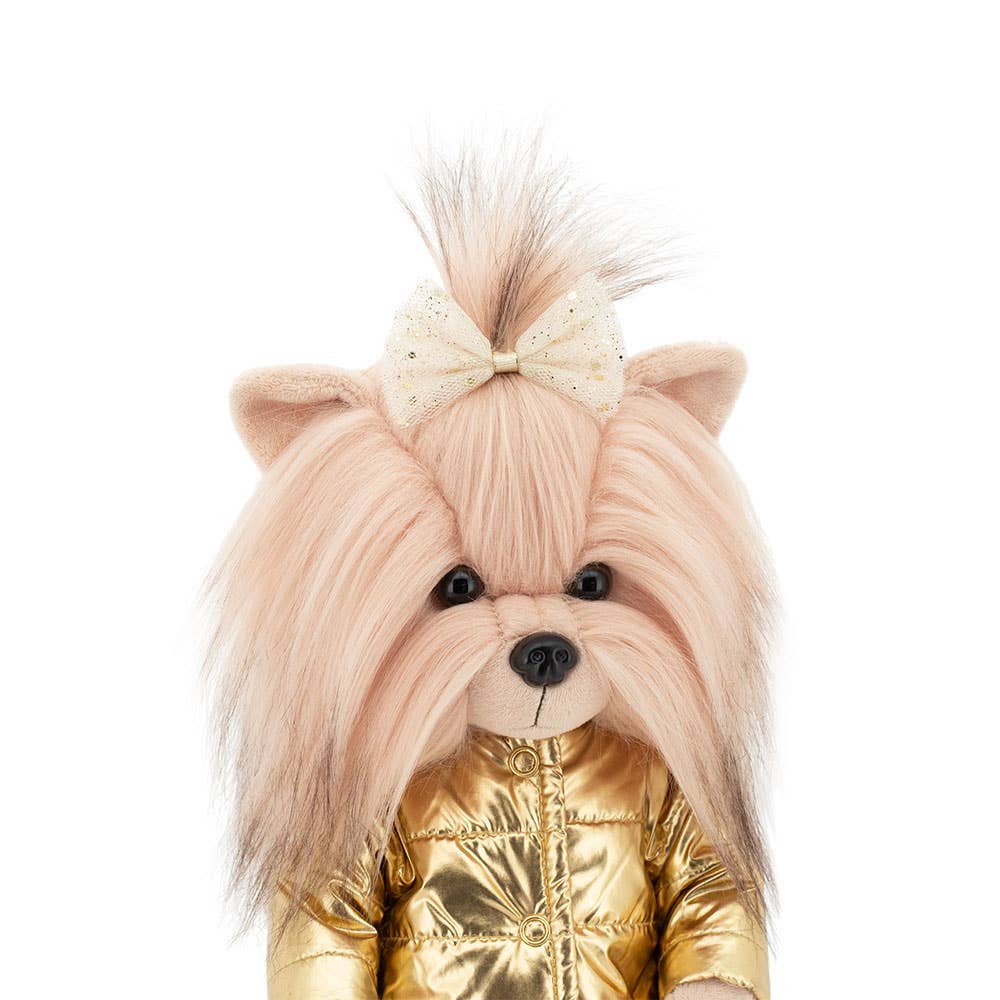 Poupée chien Lucky Yoyo : Veste Dorée-38cm