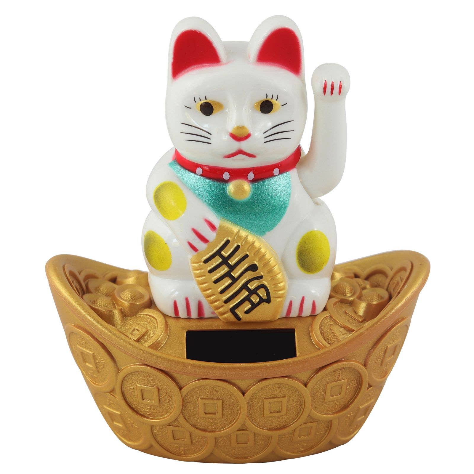 Chat chanceux solaire blanc 10cm