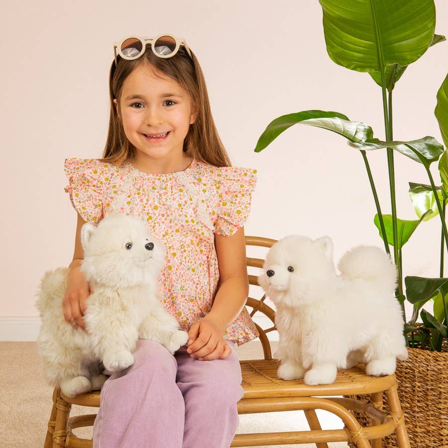 Peluche Spitz Blanc Debout