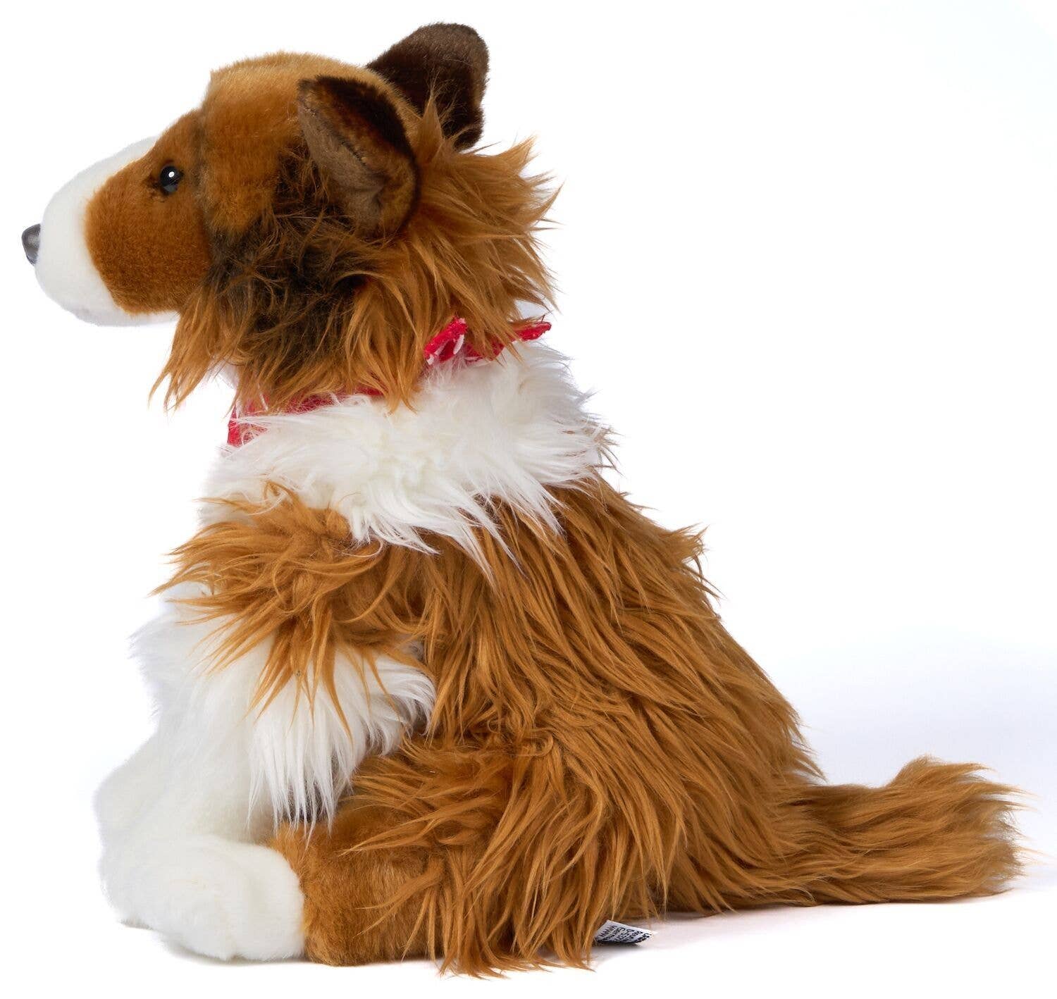 Peluche colley à poil long avec écharpe petit cœur uni Uni Toys
