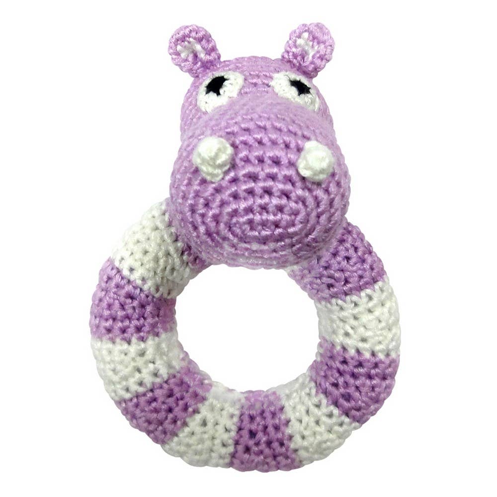 Hochet Anneau - Hippopotame violet clair