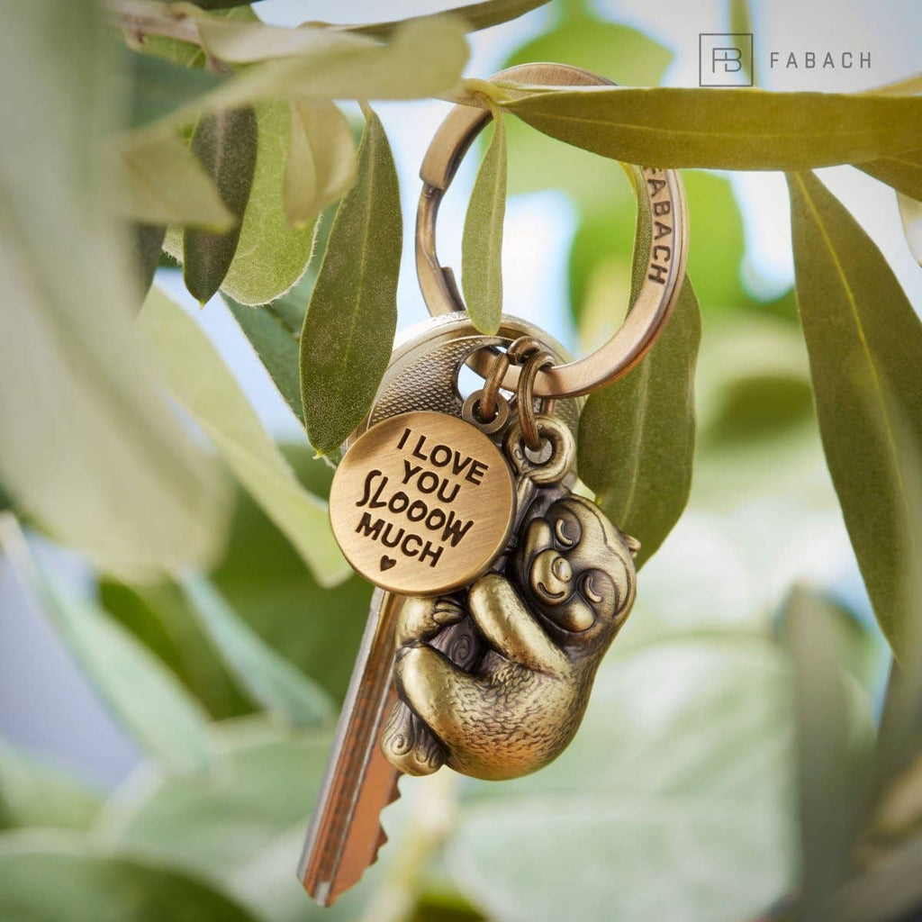 Porte-clés paresseux « I love you slooow much » « Dreamy » avec gravure - Joli porte-bonheur