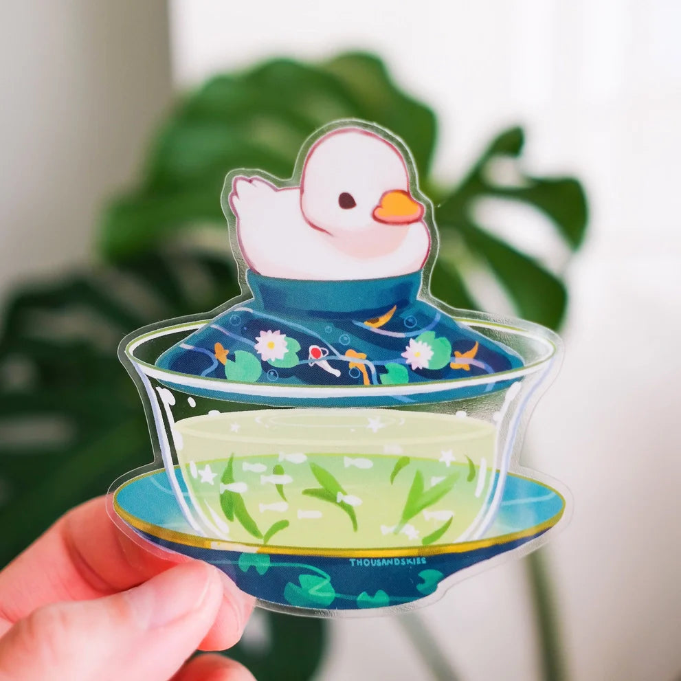 Autocollant Canard Blanc "Gaiwan - Duck Green Tea" Thousand Skies Stickers