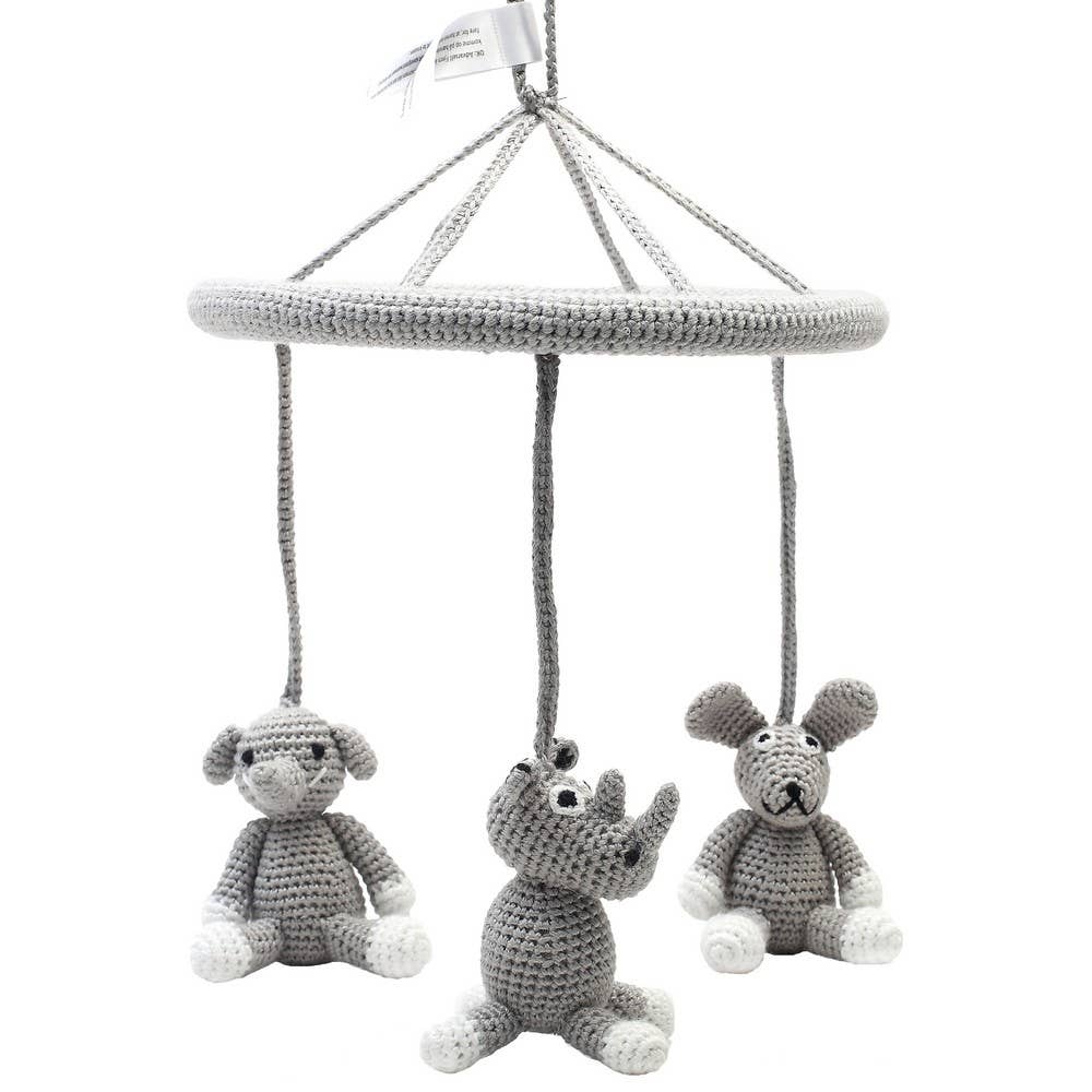 Mobile avec lapin, éléphant et rhinocéros