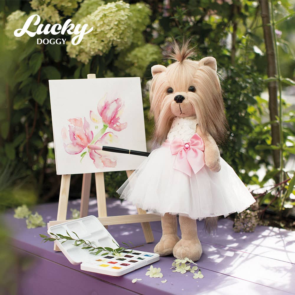 Poupée chien Lucky Yoyo : Élégance-38cm