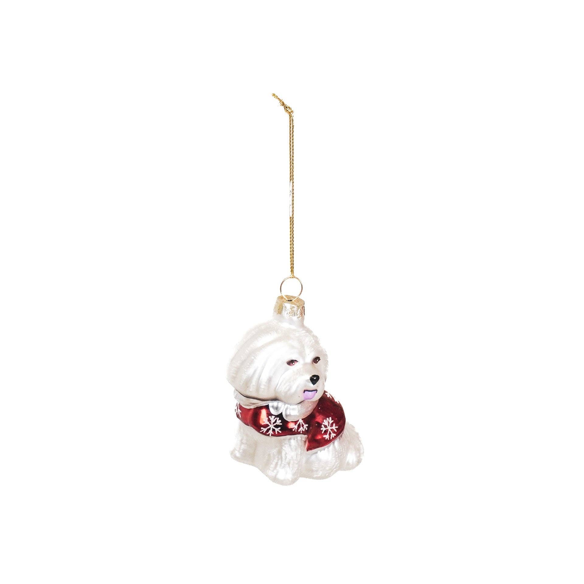 boule de noel chien blanc 