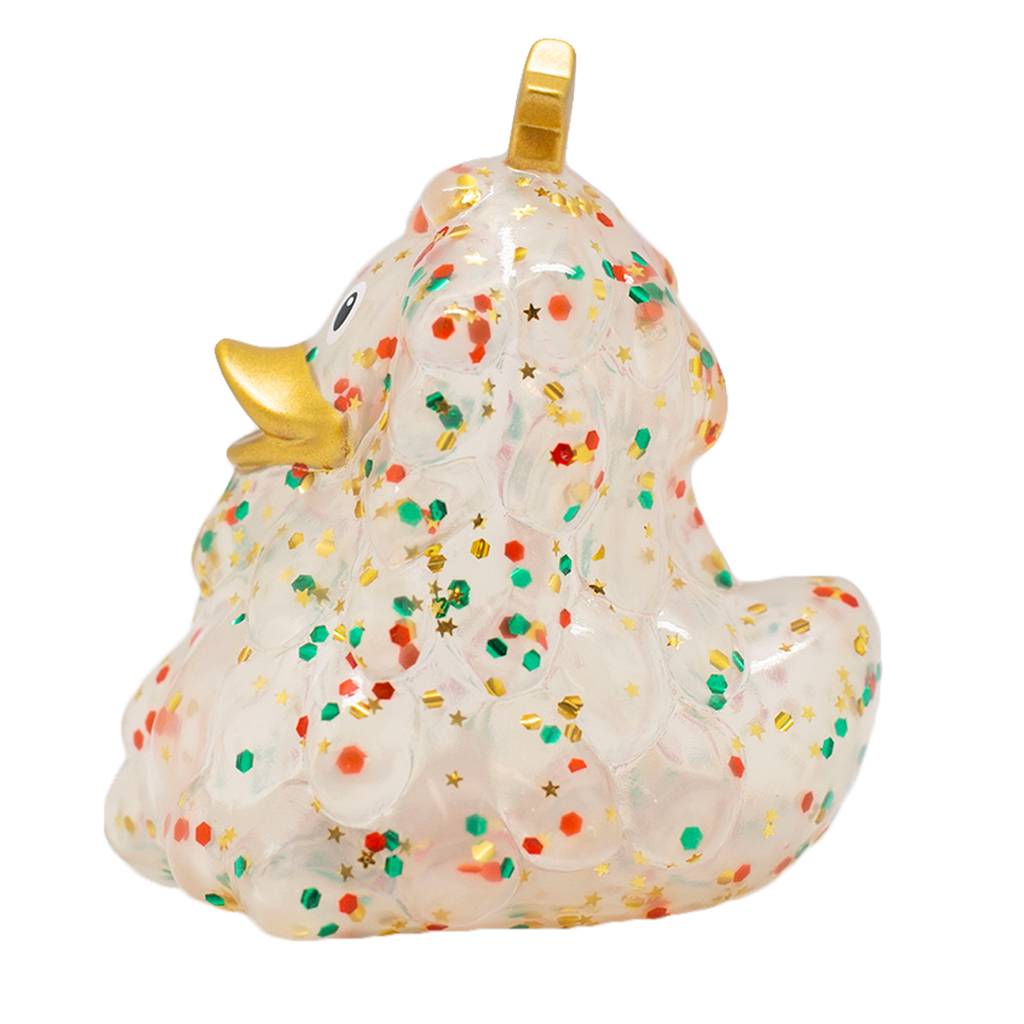 Glitterende kerstboomeend