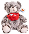 Peluche Ours Teddy (marron foncé) avec écharpe I Love You Uni Toys
