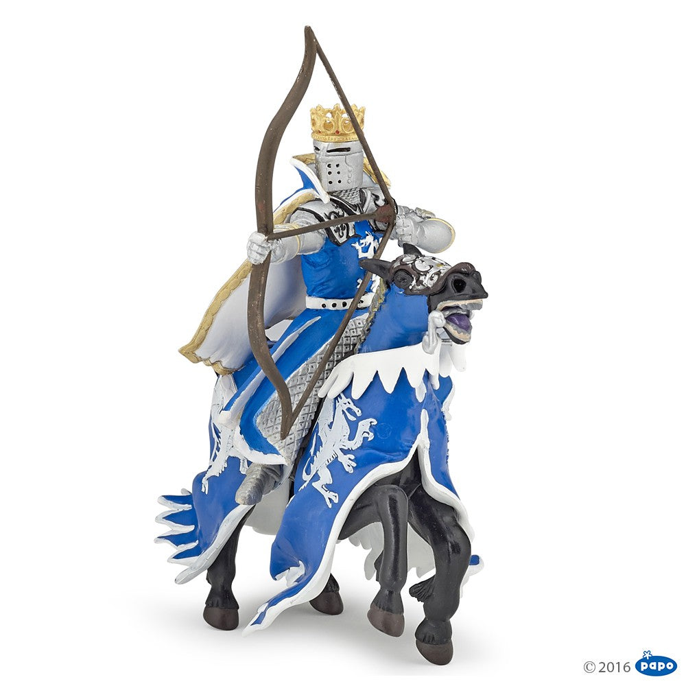 Figurine Cheval du roi au dragon bleu Papo - personnage médiéval