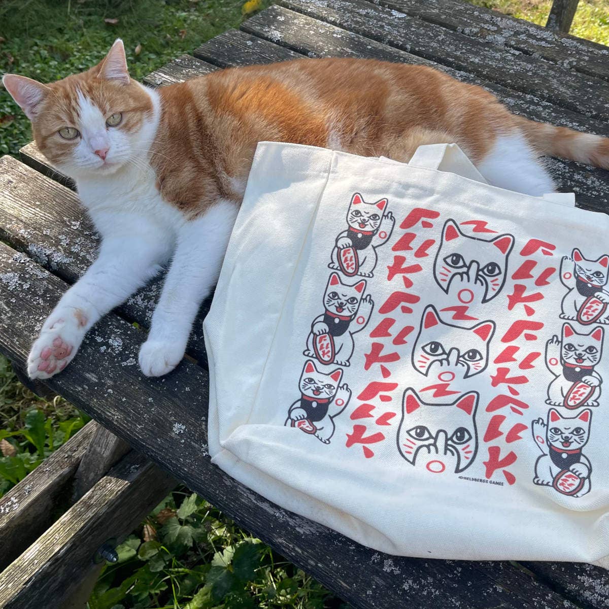 tote bag fuck you maneki neko heldbergs games 