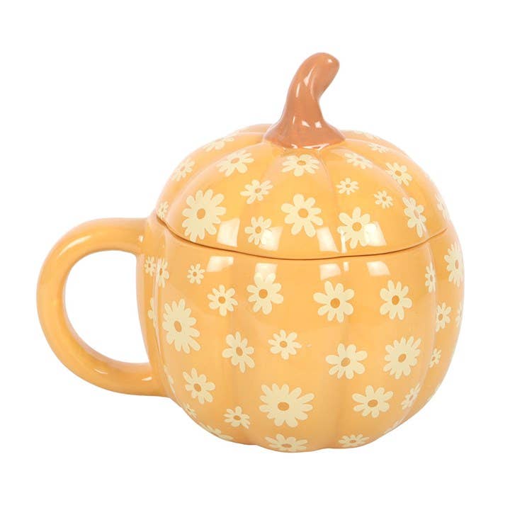 Mug avec couvercle Citrouille motif floral
