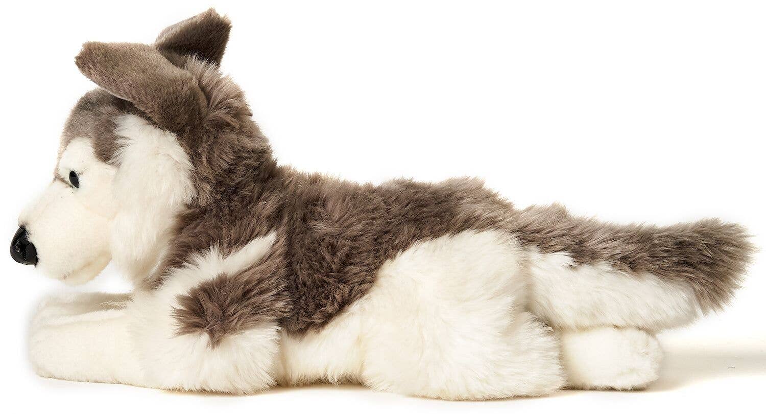 Peluche Husky gris couché Uni Toys