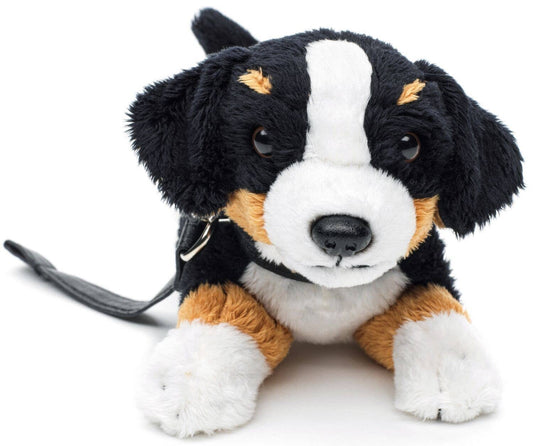 Peluche Bouvier bernois allongé (avec laisse)
