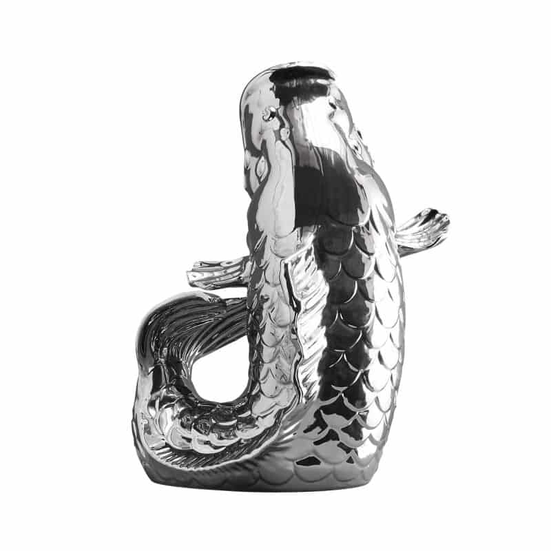 Sculpture/Vase Poisson Blubb, grès argenté