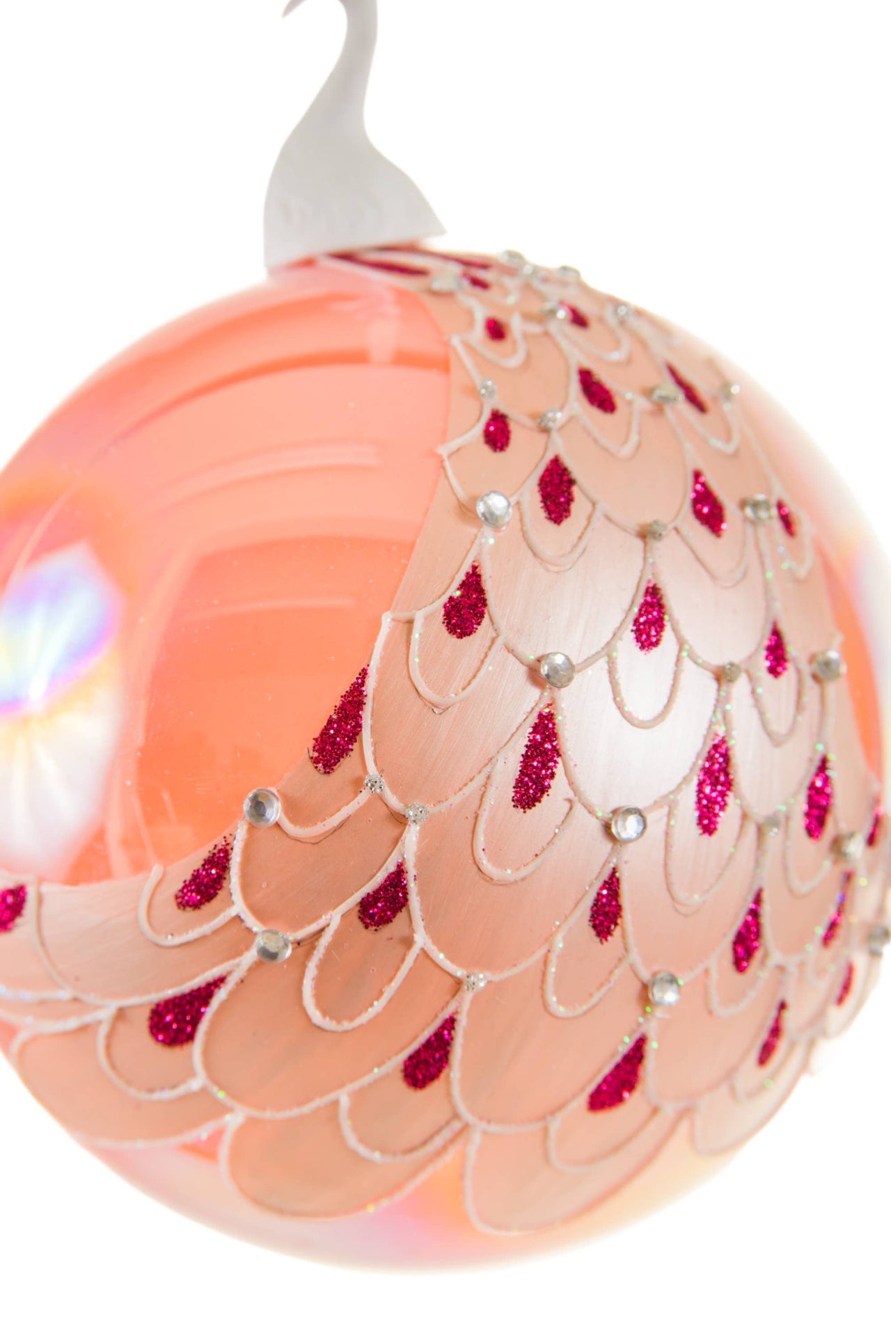 Pink Peacock Christmas Bauble