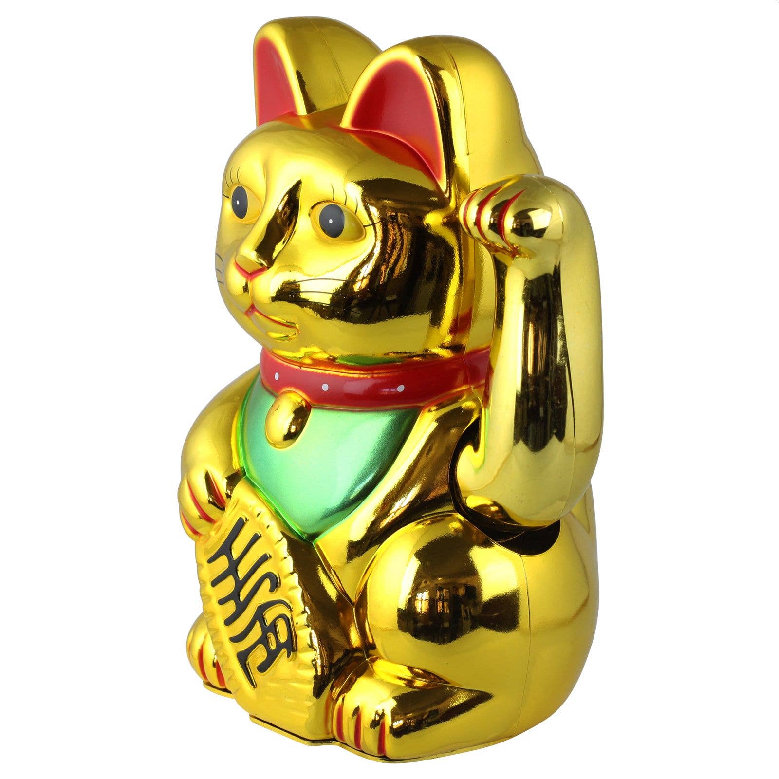 Chat chanceux doré 20cm