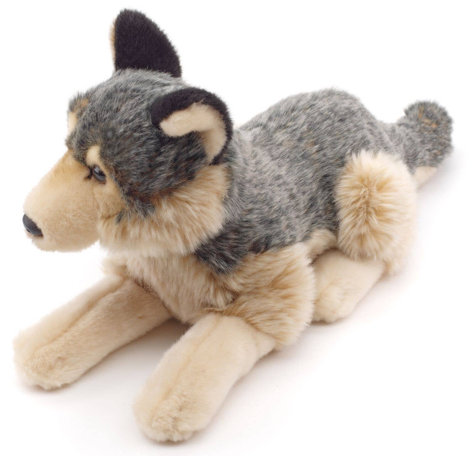 Peluche loup gris couché Uni Toys