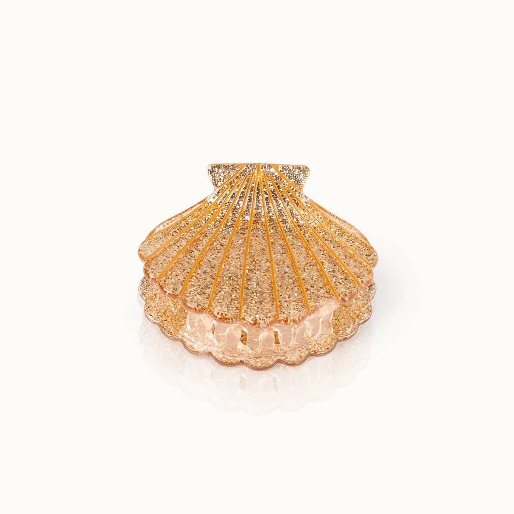 Pince à cheveux Coquillage pailletée or