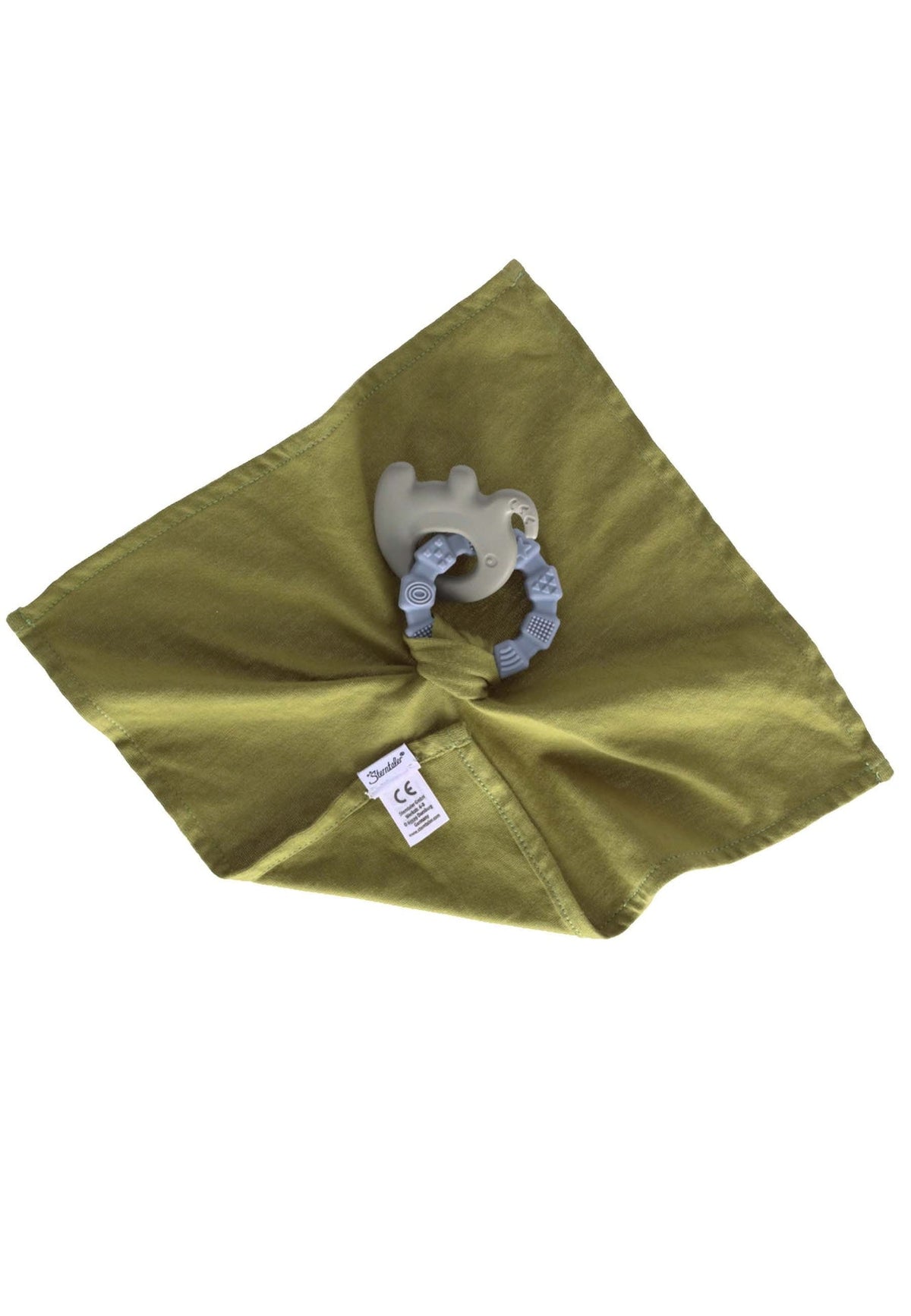 Doudou avec anneau de dentition Éléphant Eddy Vert M
