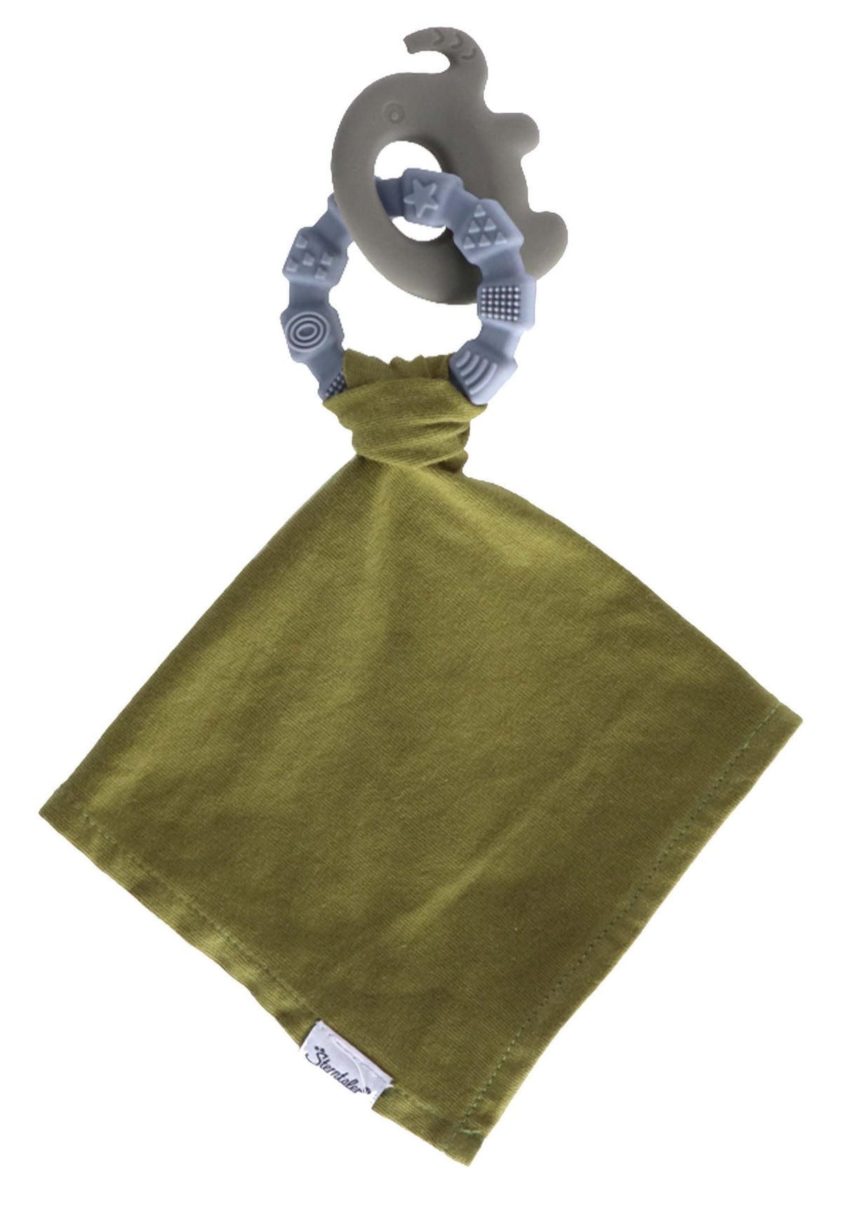 Doudou Éléphant Eddy avec anneau de dentition - vert