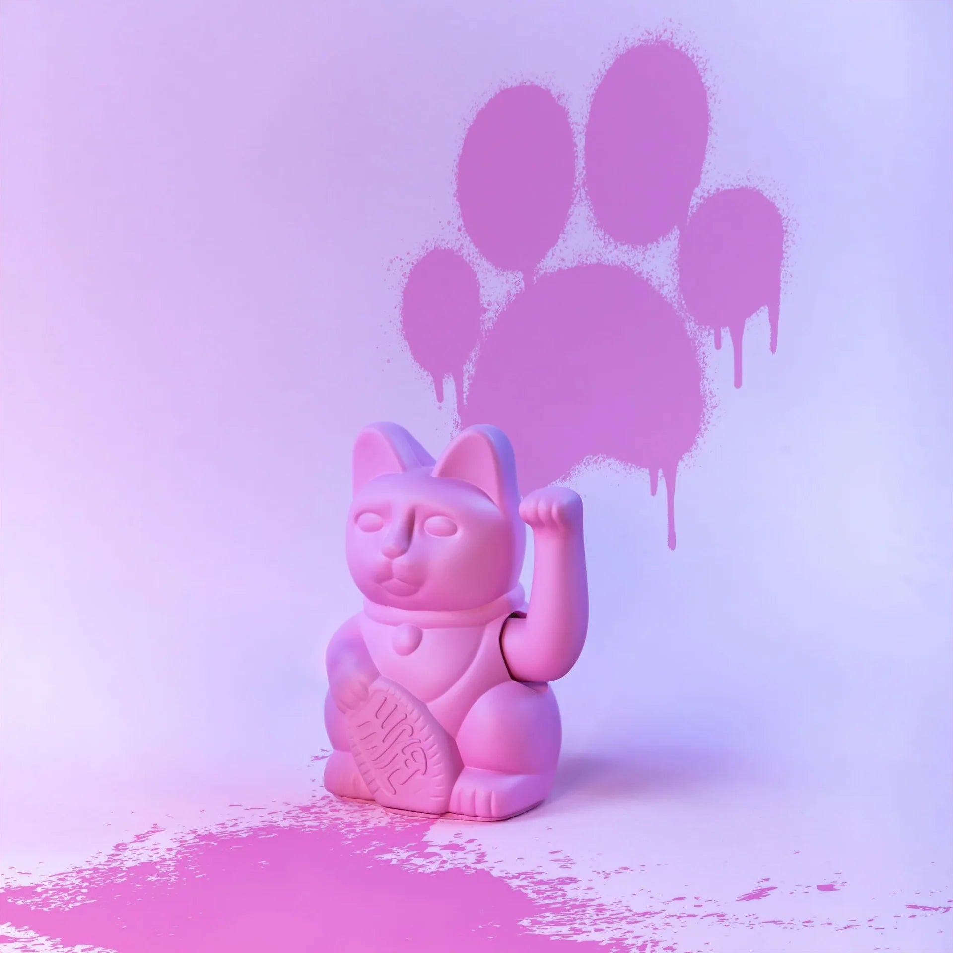 Chat Chanceux Rose Chaud