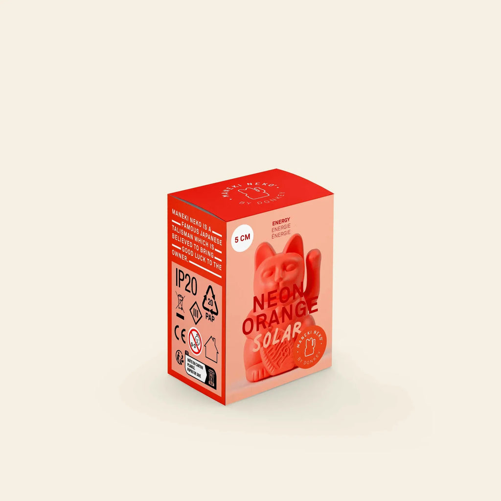Mini Chat Chanceux Solaire Orange Néon