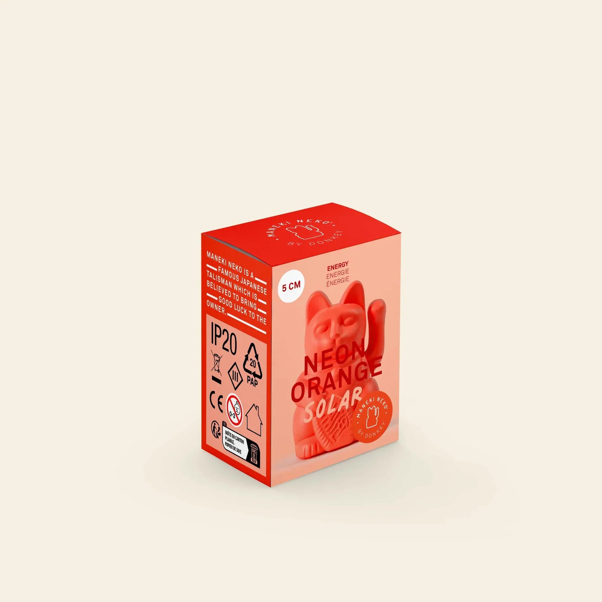 Mini Chat Chanceux Solaire Orange Néon