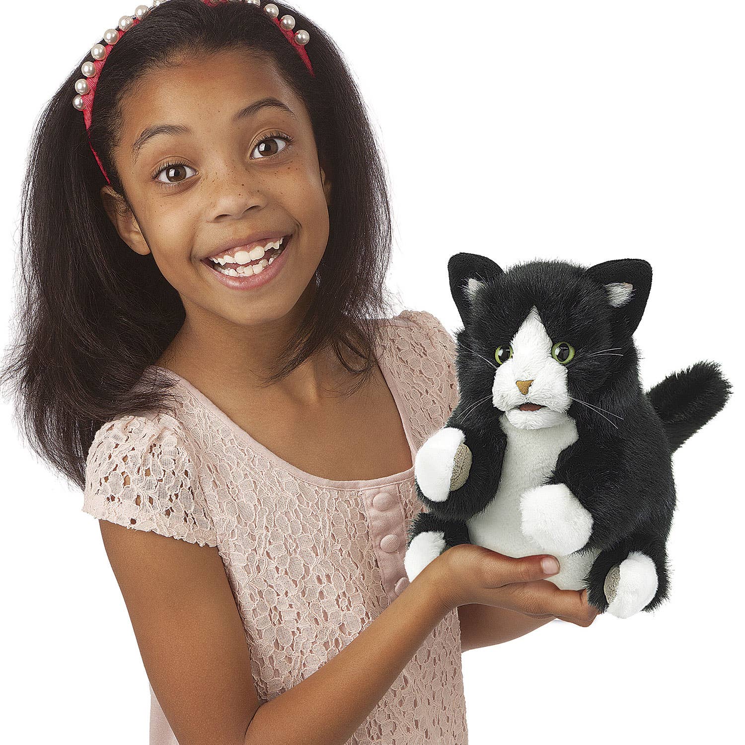 Marionnette à main Chaton Tuxedo 3179/Chaton Tuxedo Folkmanis réaliste