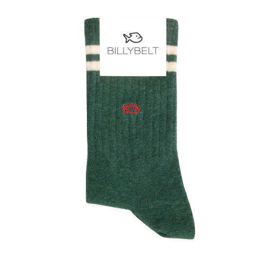 Chaussettes Retro - Vert canard, rayé beige