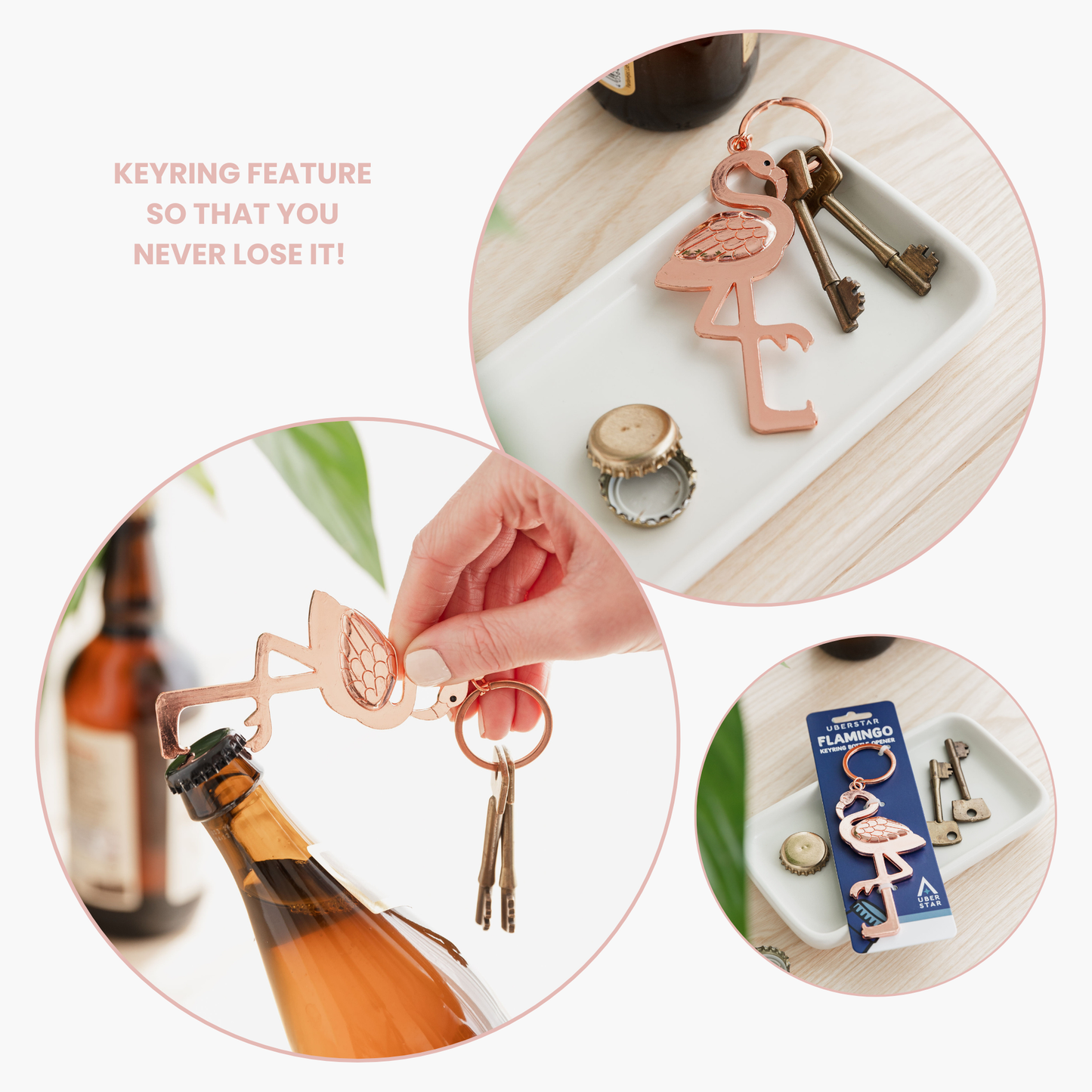 Flamingo Bottle Opener Keychain
