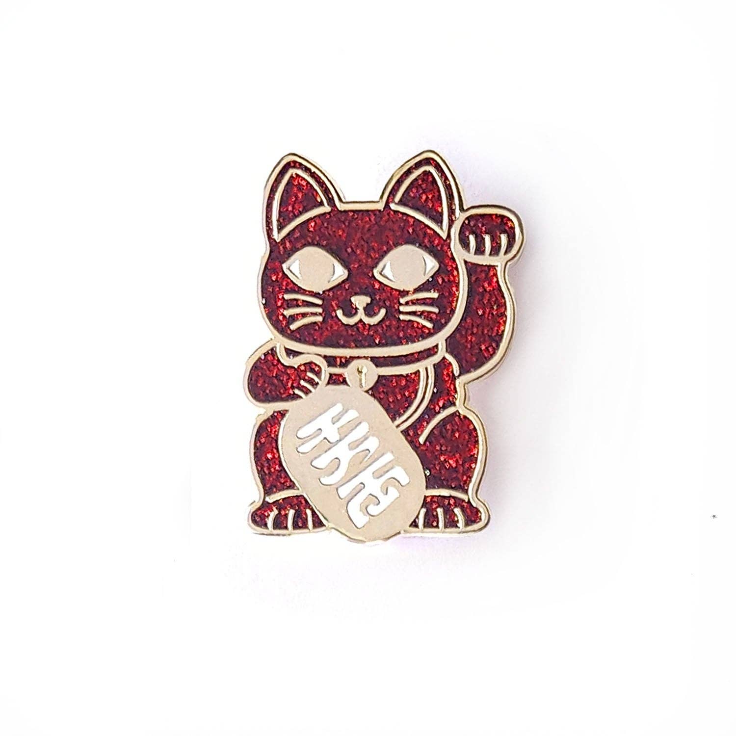 Lucky Cat rote Glitzer-Anstecknadel