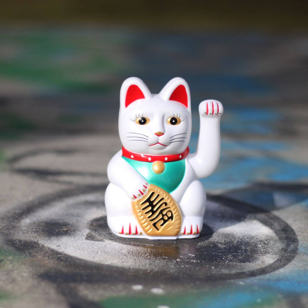 Chat chanceux blanc 13cm