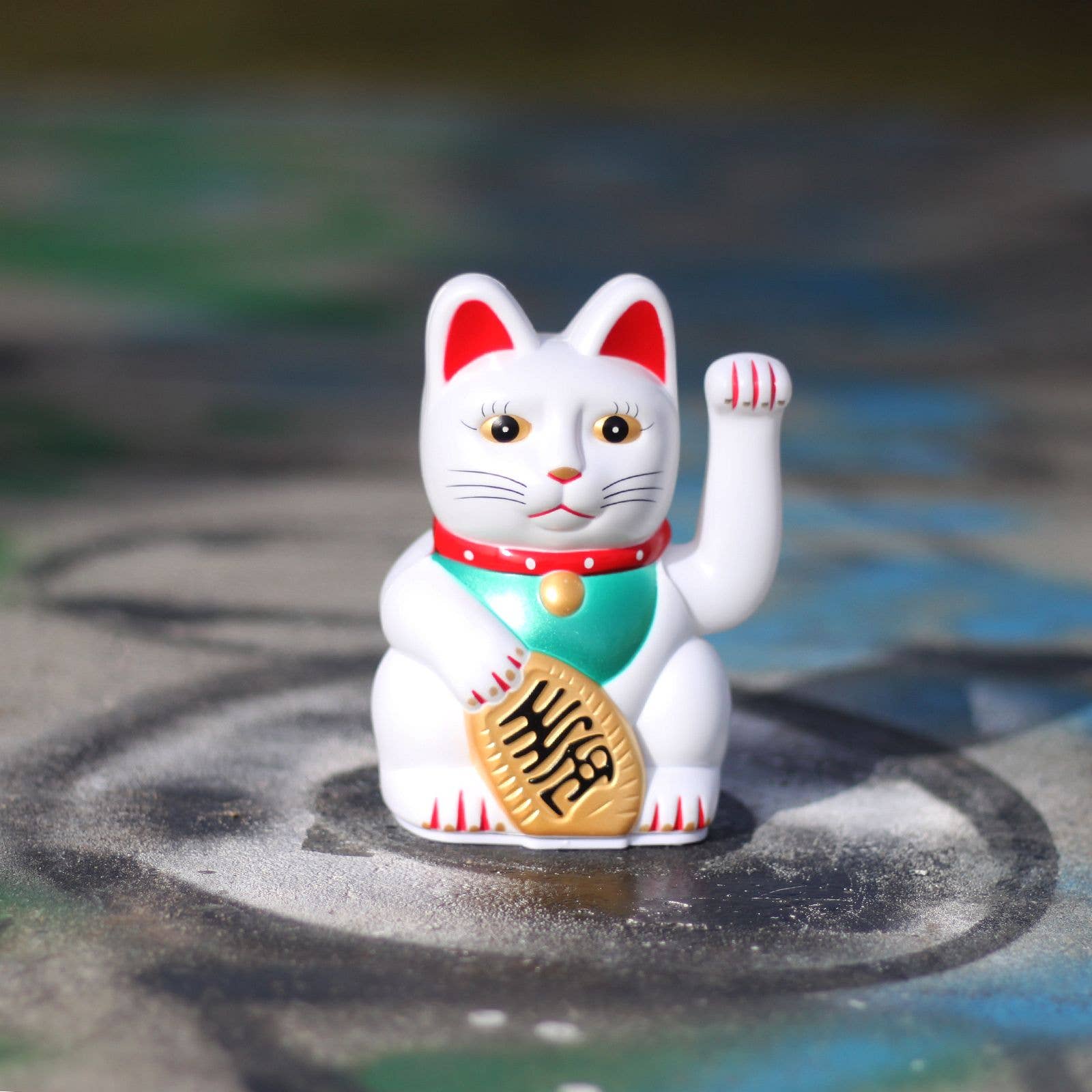 Chat chanceux blanc 13cm