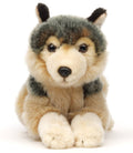 Loup gris, couché - 22 cm (longueur) - peluche Uni Toys