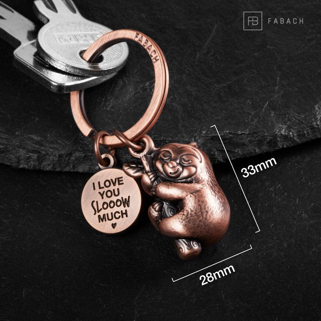 Porte-clés paresseux « I love you slooow much » « Dreamy » avec gravure - Joli porte-bonheur