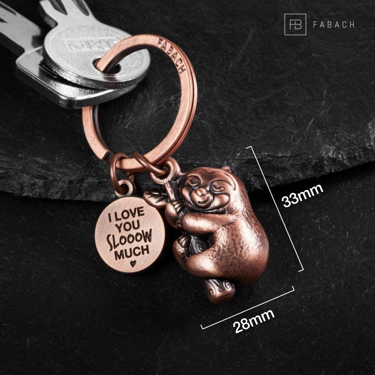 Porte-clés paresseux « I love you slooow much » « Dreamy » avec gravure - Joli porte-bonheur