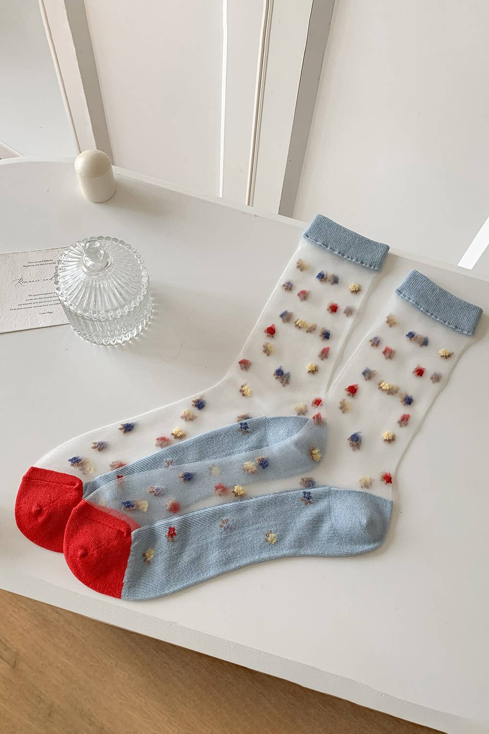 Chaussettes transparentes Fleurs