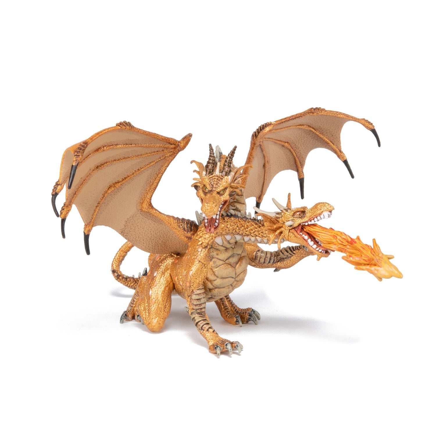 Figurine Dragon deux têtes or Papo - créature fantastique