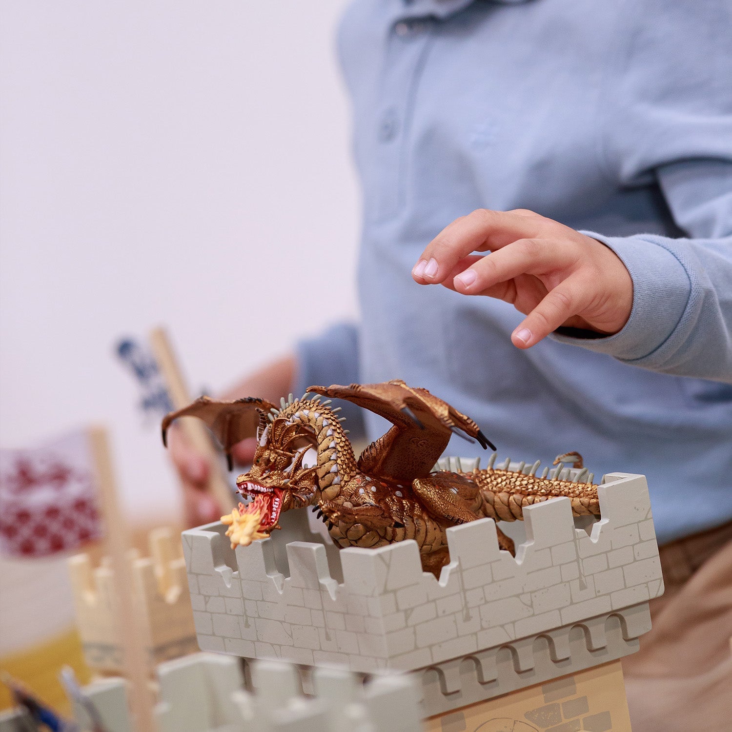 Figurine Dragon deux têtes or Papo - créature fantastique