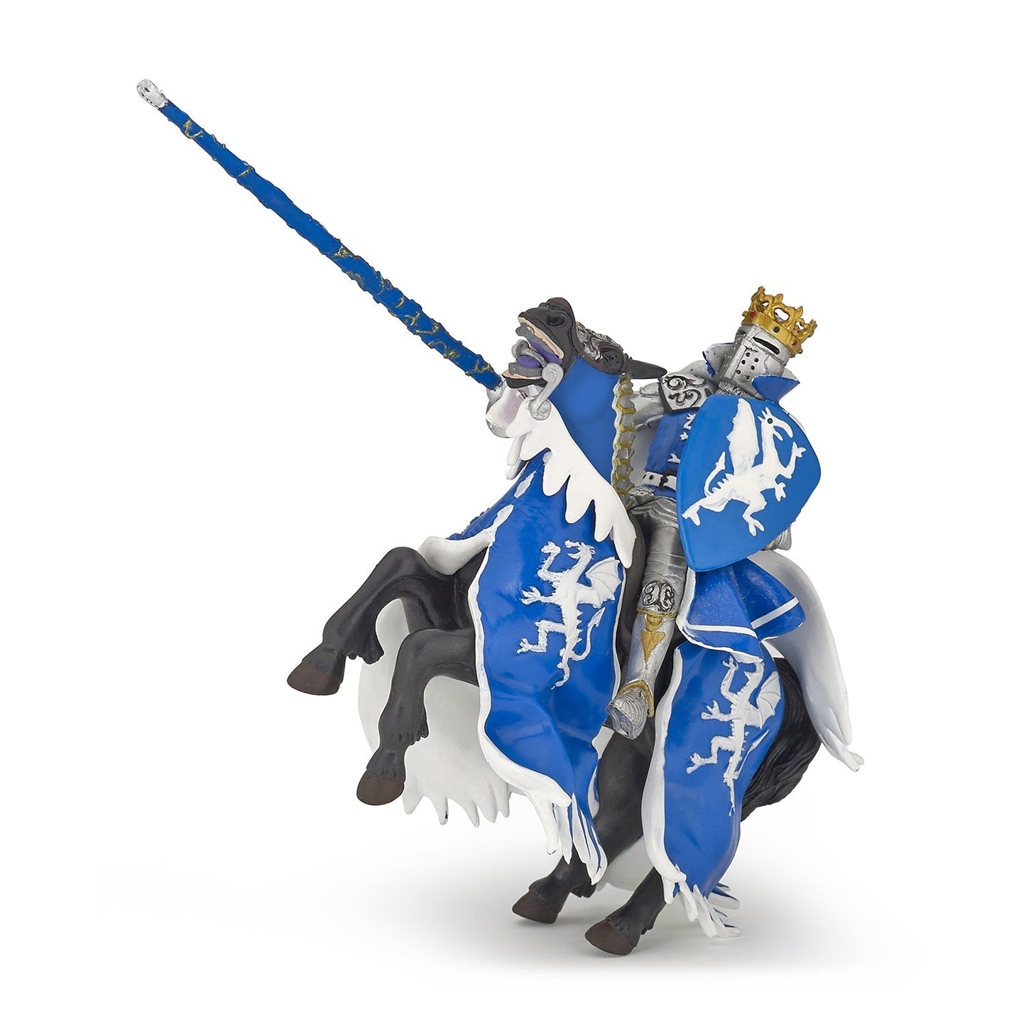 Figurine Cheval du roi au dragon bleu Papo - personnage médiéval