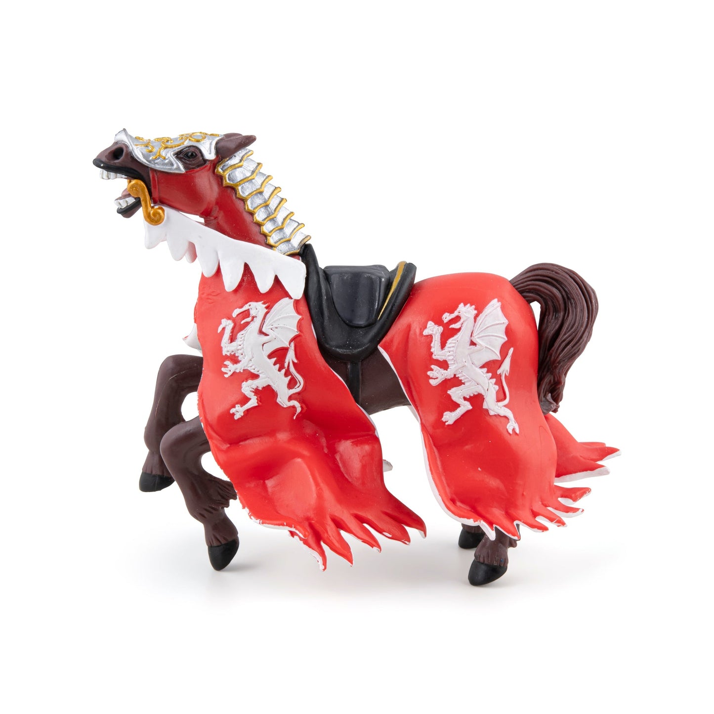 Figurine Cheval du roi au dragon rouge Papo - personnage médiéval