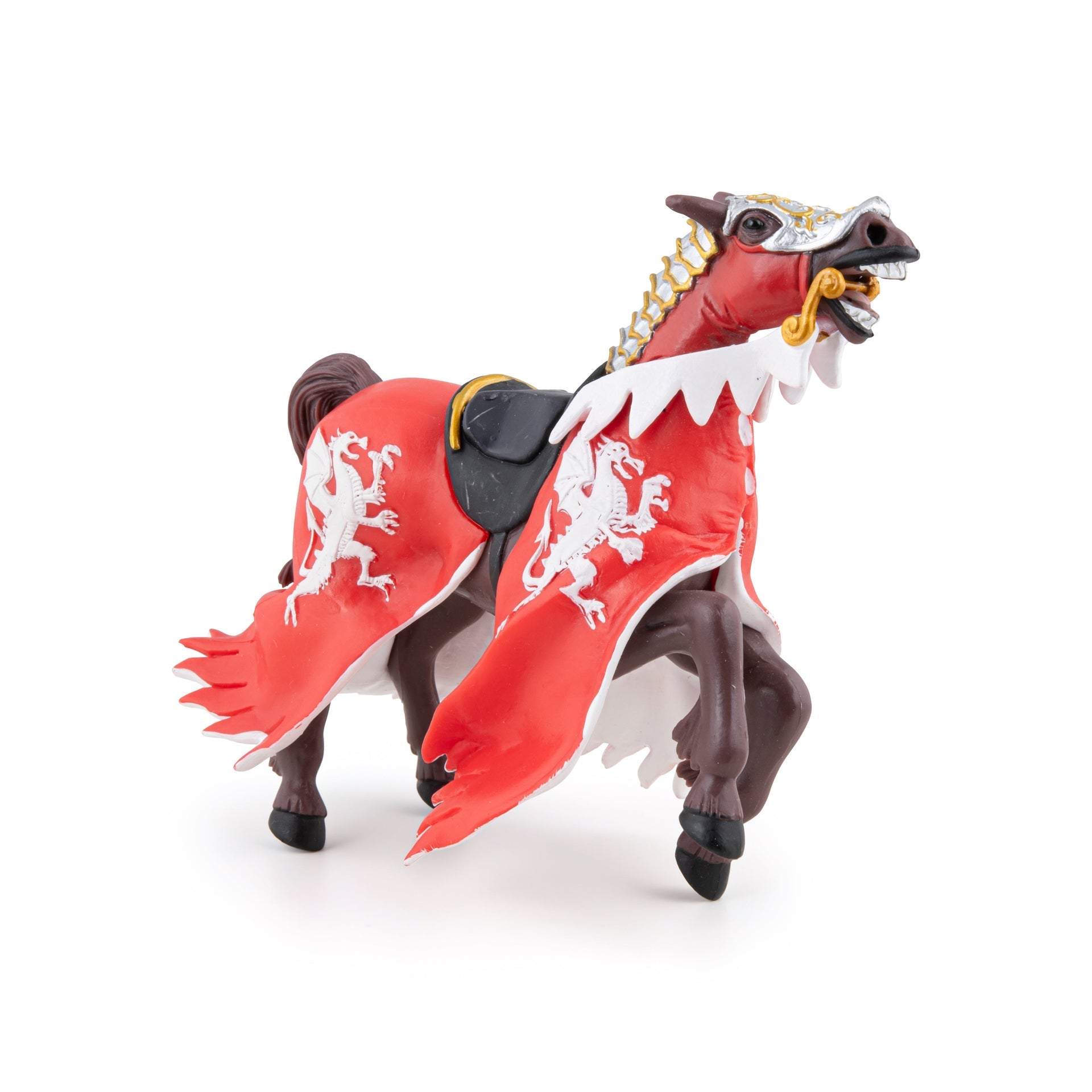 Figurine Cheval du roi au dragon rouge Papo - personnage médiéval