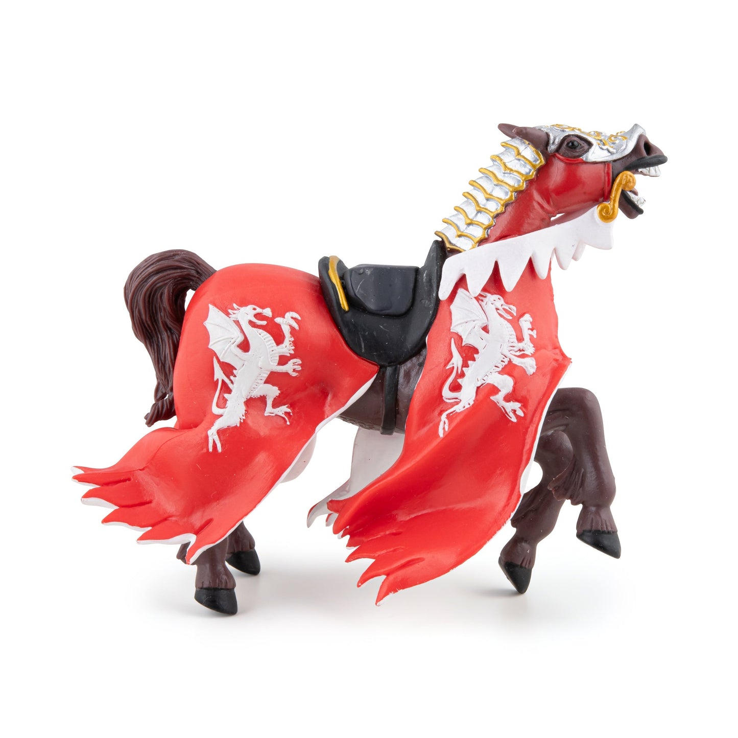 Figurine Cheval du roi au dragon rouge Papo - personnage médiéval