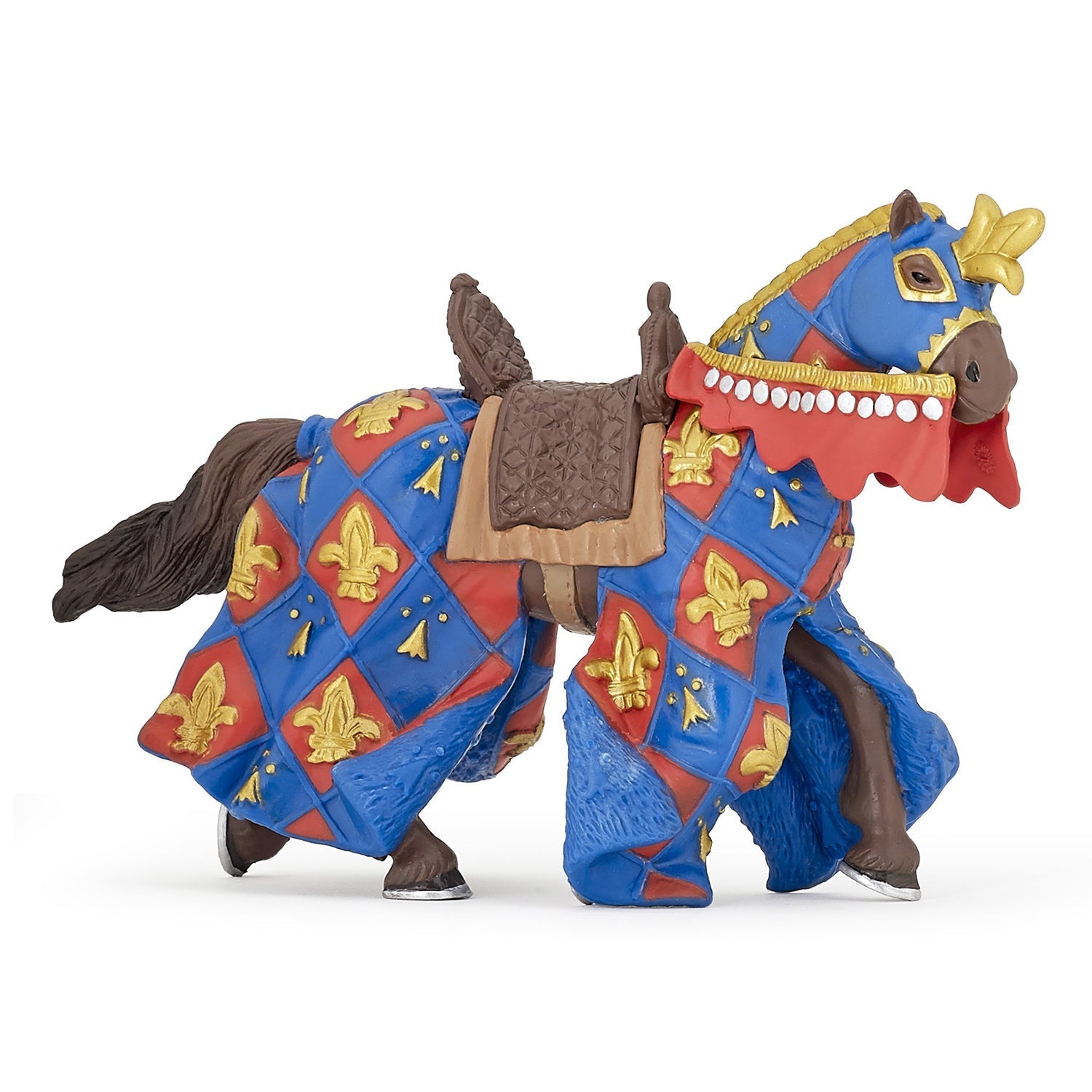 Figurine Cheval bleu fleur de lys Papo - personnage médiéval