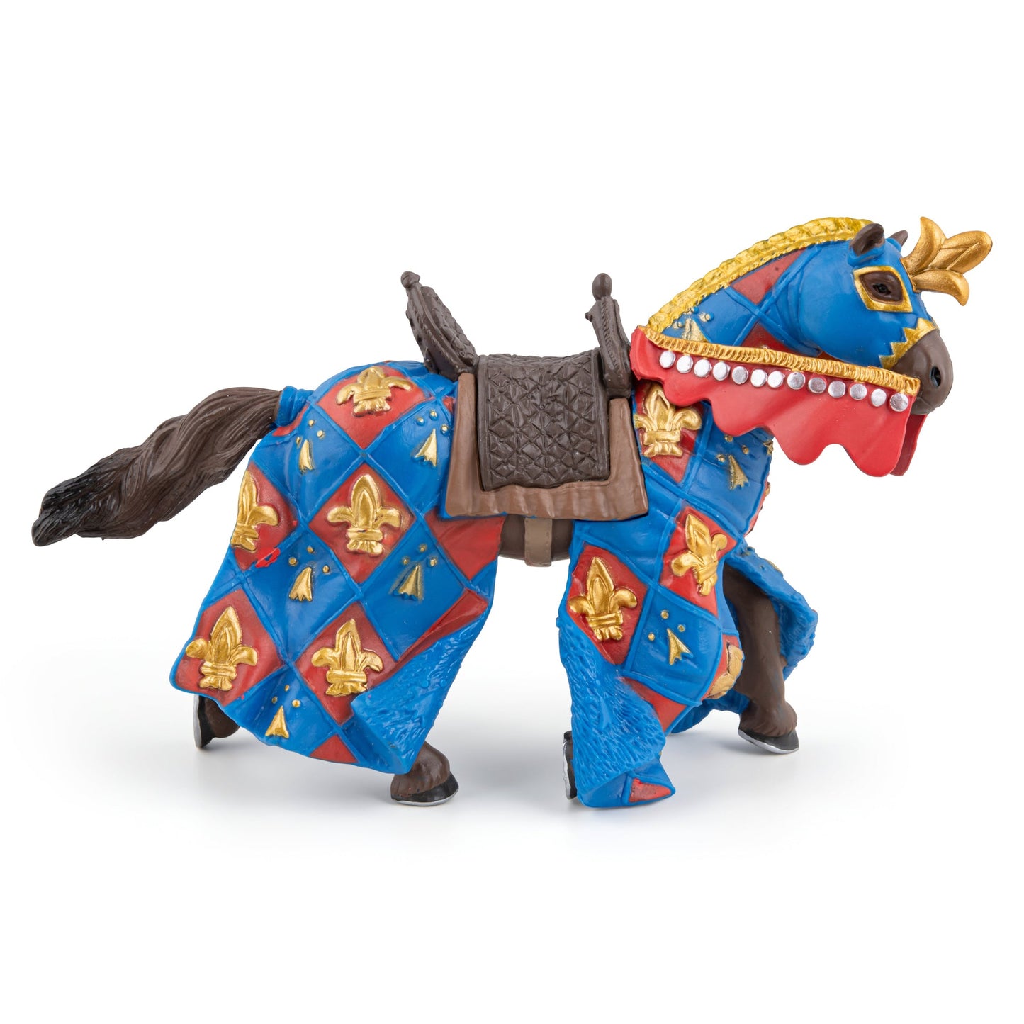 Figurine Cheval bleu fleur de lys Papo - personnage médiéval