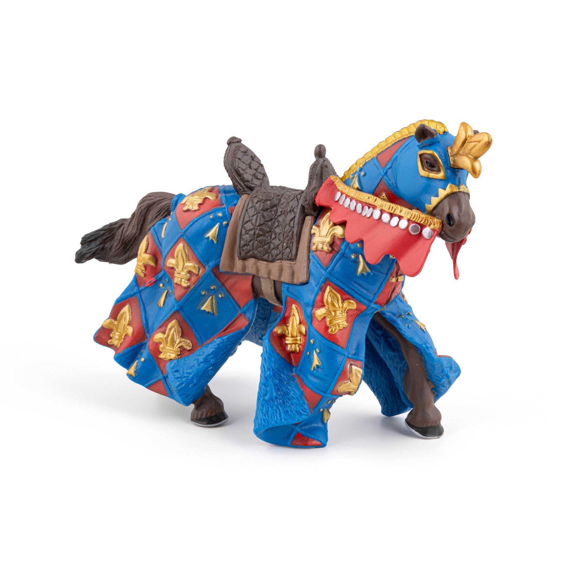 Figurine Cheval bleu fleur de lys Papo - personnage médiéval