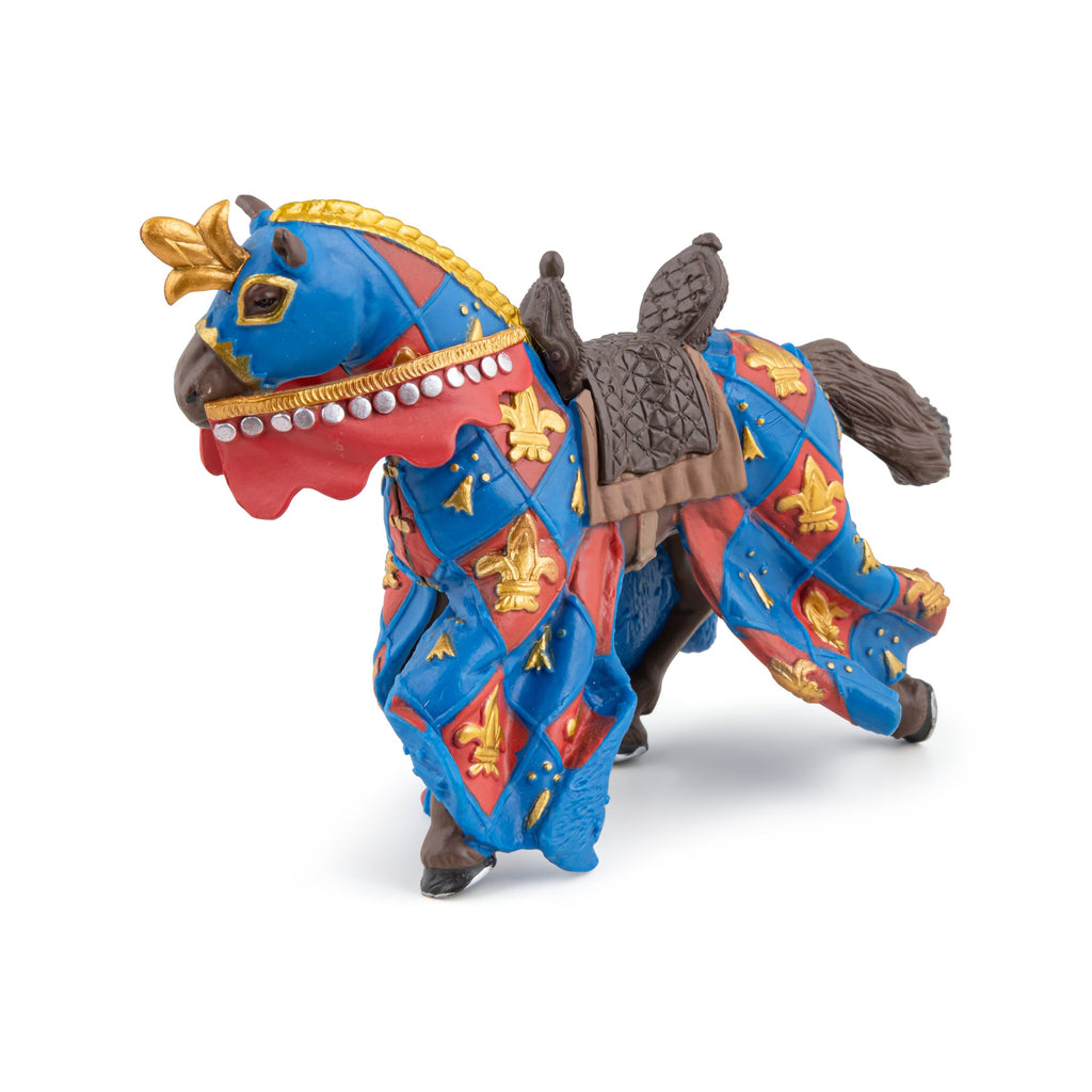 Figurine Cheval bleu fleur de lys Papo - personnage médiéval
